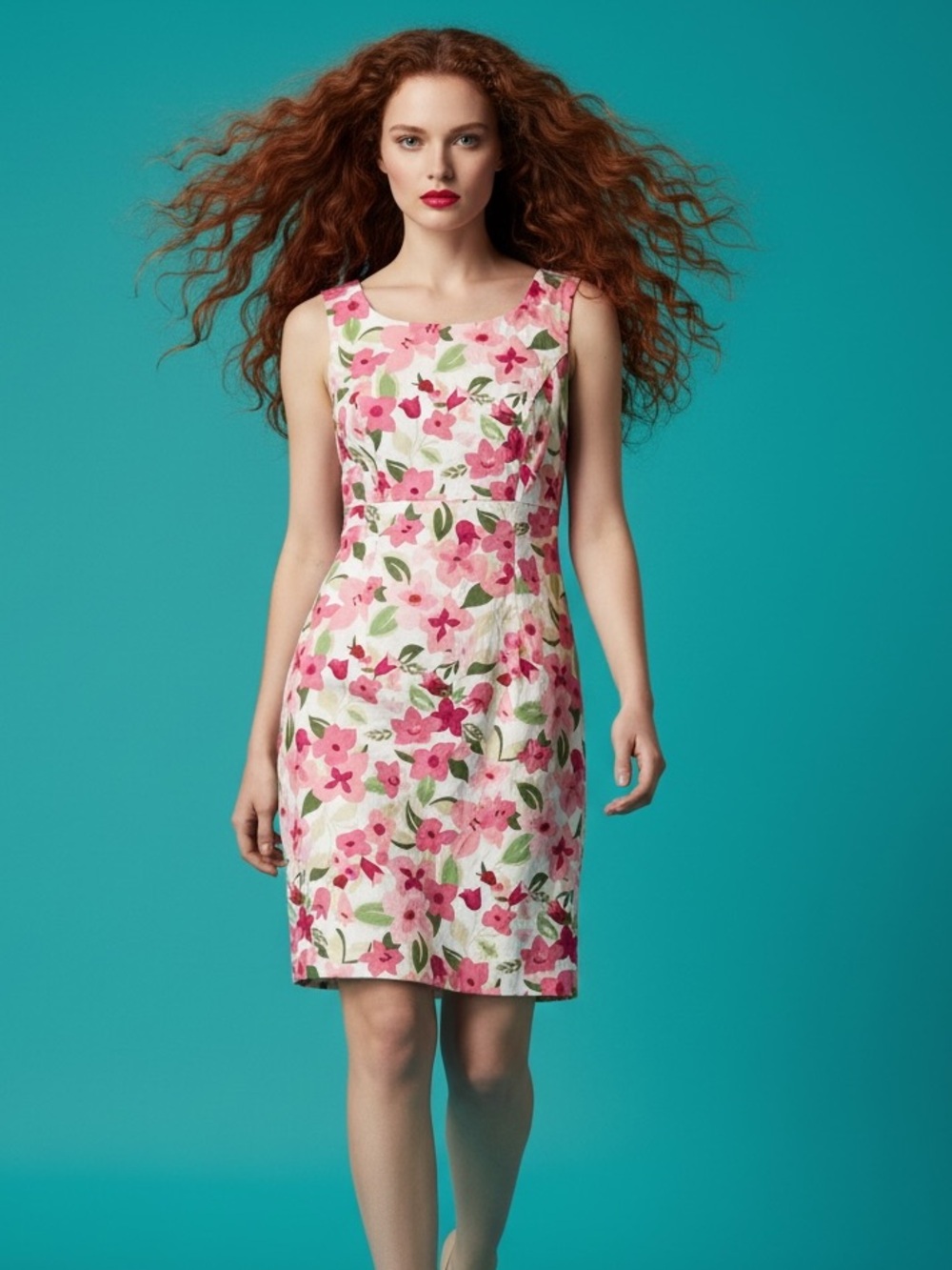 Cleo Sleeveless Pink Floral Print Cottagecore Shift Dress Size 6